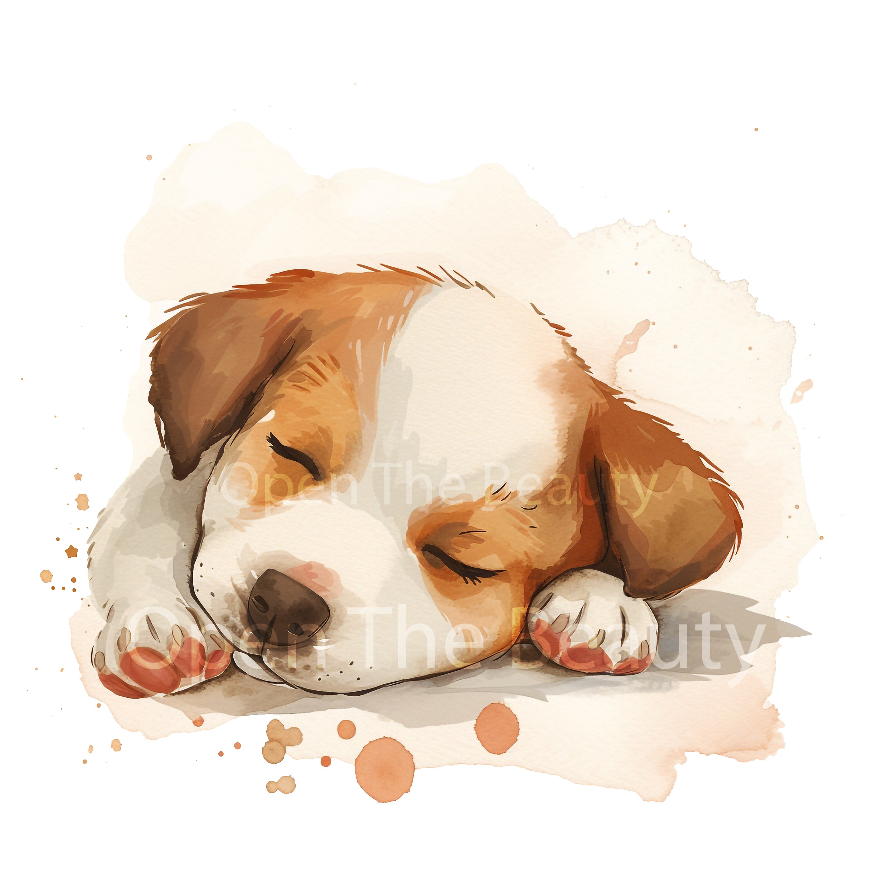 Sleeping Dog Watercolor Clipart Sleeping Dog Clipart Dog Clipart ...