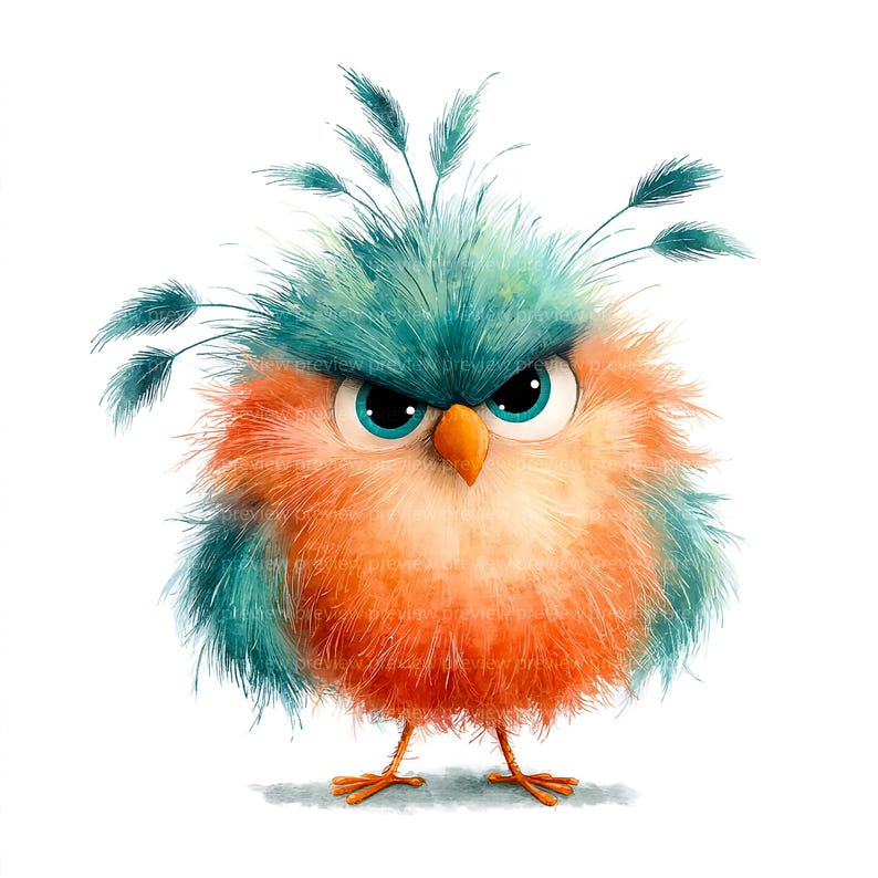 12 Grumpy Bird Clipart | Character Watercolor Avian Art | Unique ...