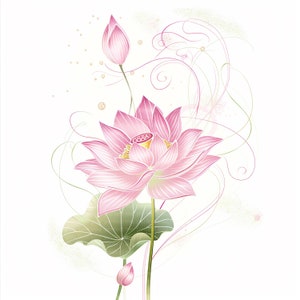 12 Clipart di loto, Clipart di ninfee, Clipart di fiori, JPG ad alta risoluzione, Planner digitale, Diario spazzatura, Carta digitale, Arte murale