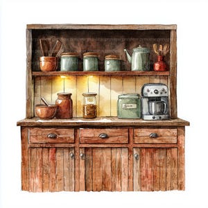 12 Retro Country Cabinet Clipart, Home Interior, Shabby Chic Cabinet ...