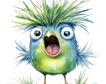 12 wunderliche Vogel Clipart, lustige Vogel, niedliche Aquarell Vogel Clipart für Scrapbooking & Journals | Hochwertige JPGs | Digitaler Download