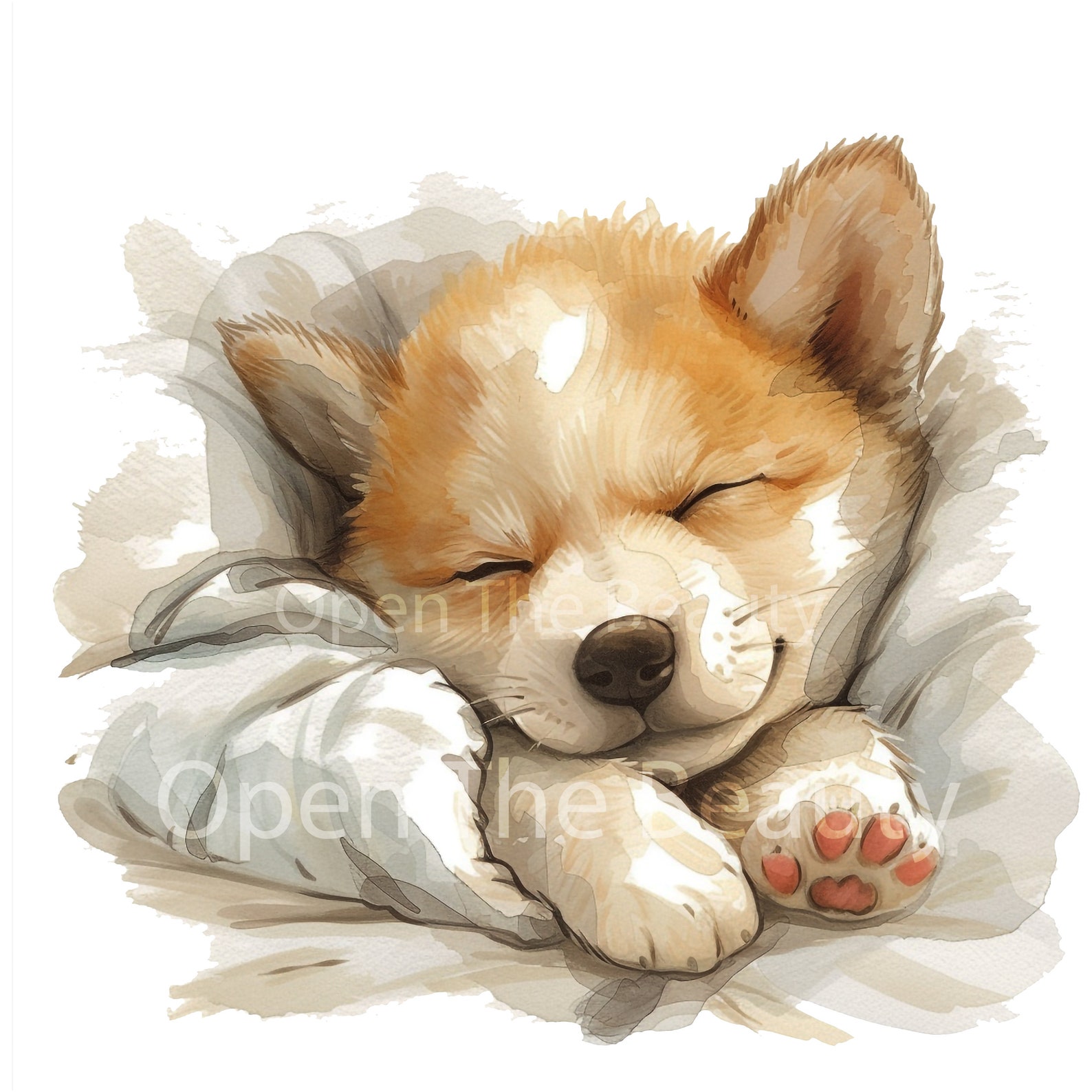 Sleeping Dog Watercolor Clipart Sleeping Dog Clipart Dog Clipart ...