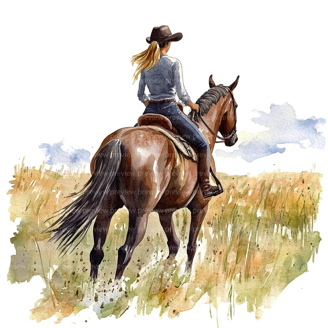 12 Horse Rider Clipart | Woman and Horse Watercolor Art | Equestrian ...