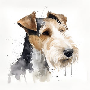 Wire Fox Terrier Acquerello Clipart - 20 JPG con 300 DPI, Download digitale, Uso commerciale - Mestiere con la carta, Scrapbooking, Arte della parete, Abbigliamento