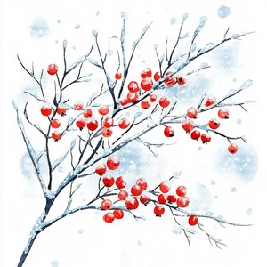 Clipart de frutas congeladas em aquarela | 14 JPGs de alta resolução para cartões de inverno, planejador digital e scrapbook de inverno | Uso comercial