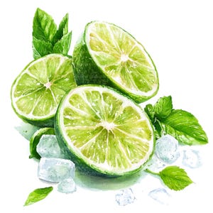 20 Aquarell Limette Clipart JPG | Frische Zitrusscheiben Kunst | Grüne botanische Frucht Illustration JPG für digitales Scrapbooking