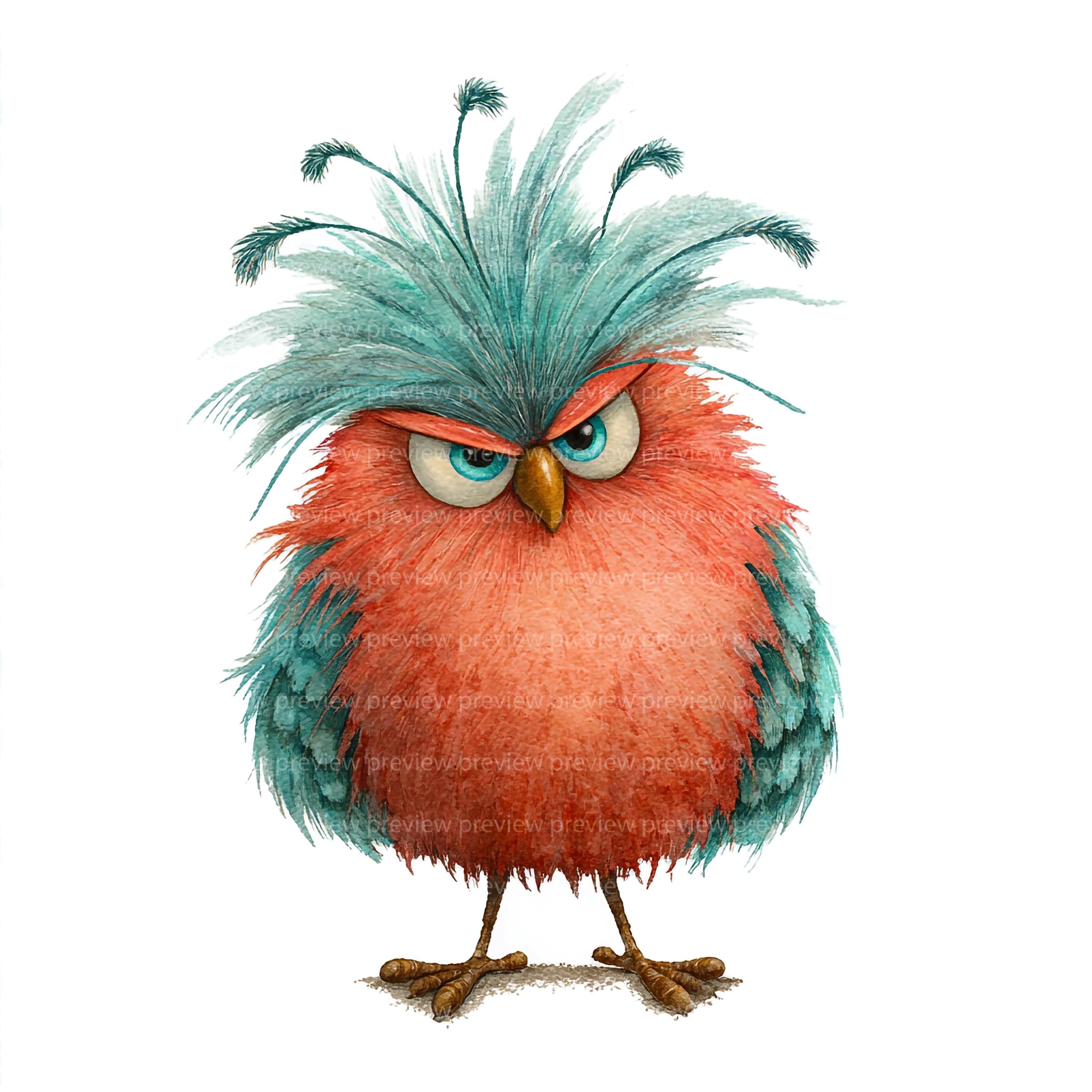 12 Grumpy Bird Clipart | Character Watercolor Avian Art | Unique ...