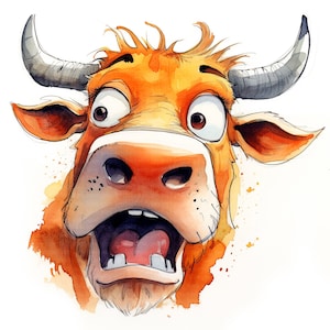 13 imágenes prediseñadas de toros adorables y divertidas, imágenes prediseñadas de toros en acuarela, imágenes prediseñadas de animales, archivos JPG de alta resolución, planificador digital, diario basura, álbum de recortes, taza