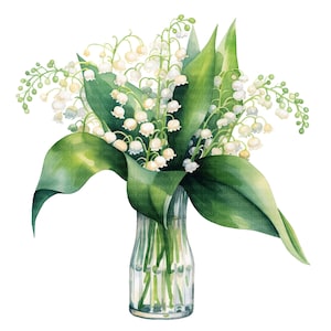 Clipart muguet, bouquet de muguet | 12 fichiers JPG haute résolution pour agenda numérique, journal indésirable, scrapbooking, art mural