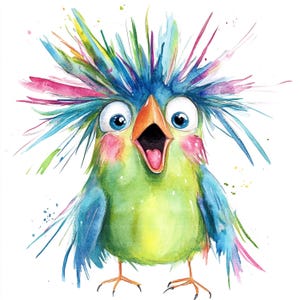 12 Funny Bird Clipart, Quirky Bird, Whimsical Watercolor Bird Clipart for Scrapbooking & Journals | High-Quality JPGs | Digital Download