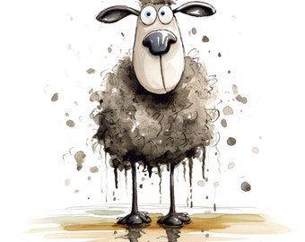 12 Watercolor Sheep Clipart: Funny Animal Art (JPGs, Digital Download, Commercial Use)