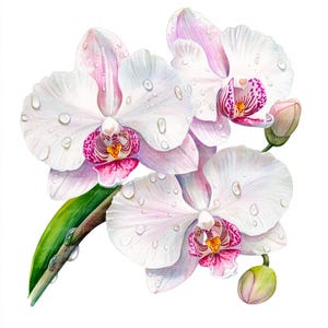 12 Orchid Clipart, Orchid Watercolor Clipart, White and Pink Flowers for scrapbook orchids, orchid printable & Crafts | Digital Download