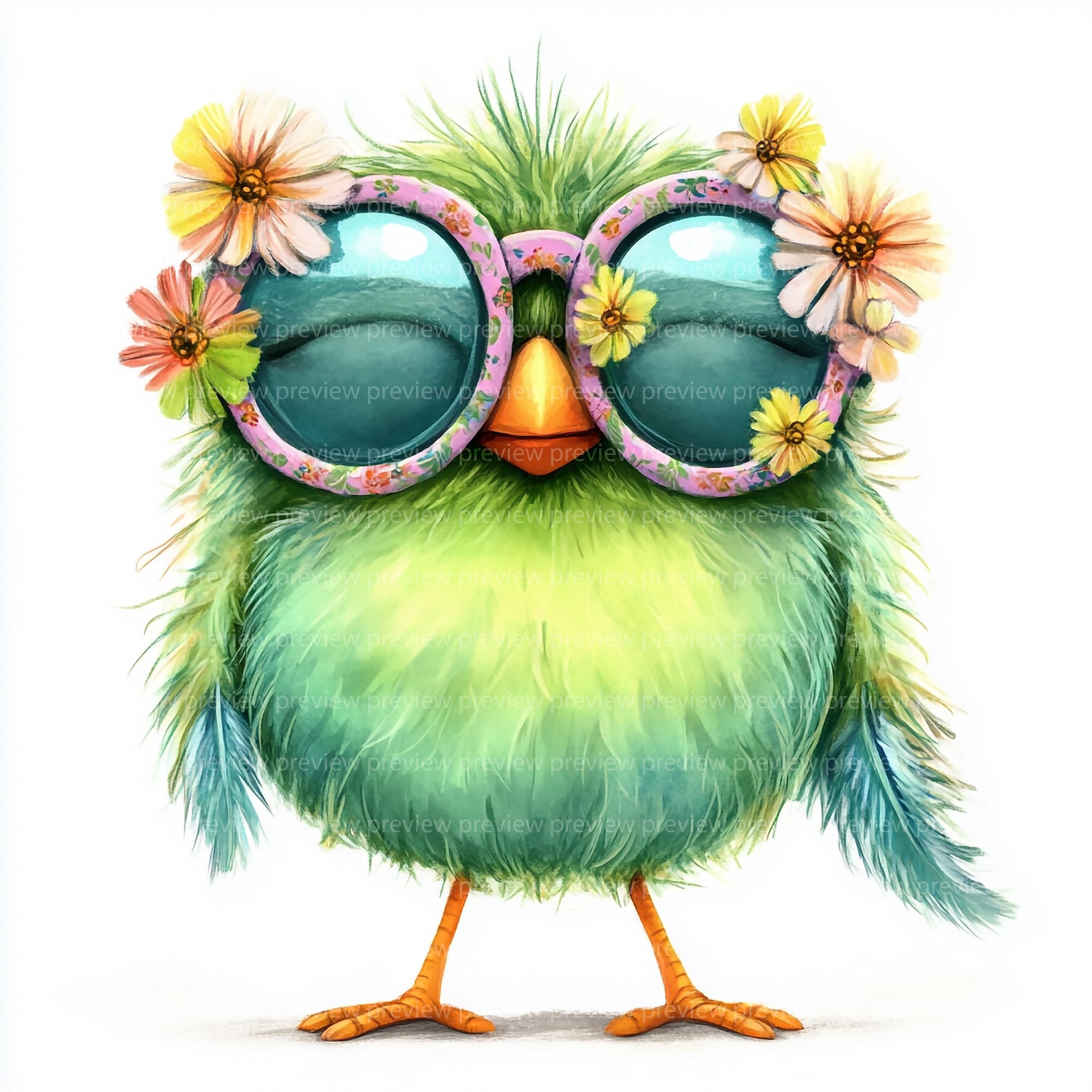 12 Whimsical Funny Bird Clipart | Quirky Animal Art (jpgs, Commercial ...