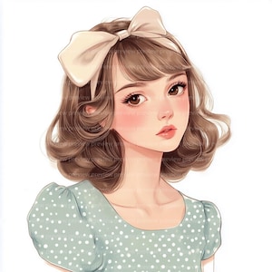 12 lindos cliparts de garotas, cliparts de garotas bonitas, cliparts de garotas em aquarela para scrapbooking e diários | JPGs de alta qualidade | Download digital