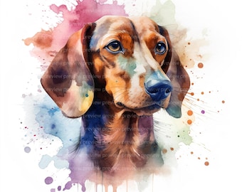 20 Dachshund Watercolor Clipart | Quirky Sausage Dog Art | Doxie Dog Portrait | Weiner Dog Illustration JPG