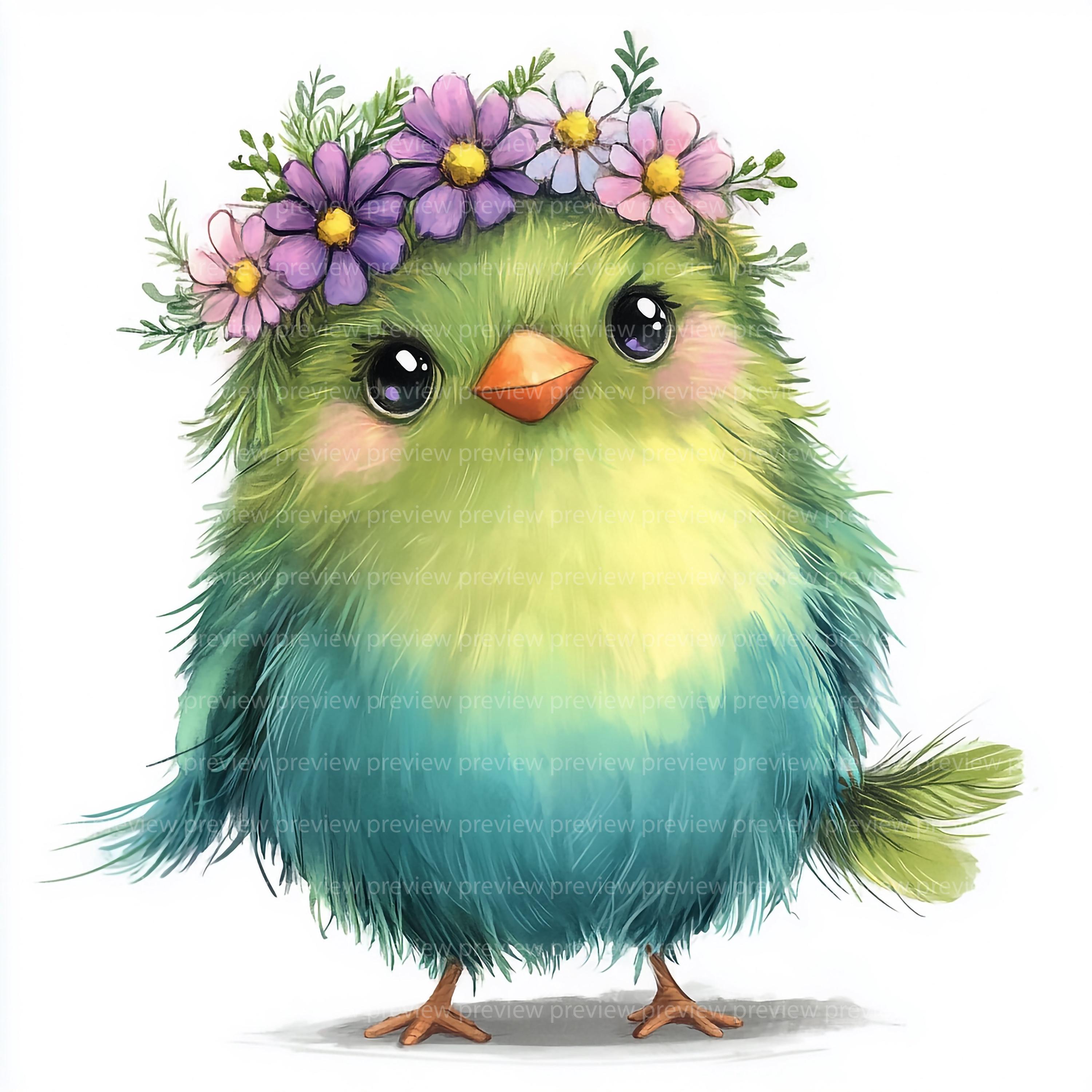 12 Whimsical Funny Bird Clipart | Quirky Animal Art (jpgs, Commercial ...