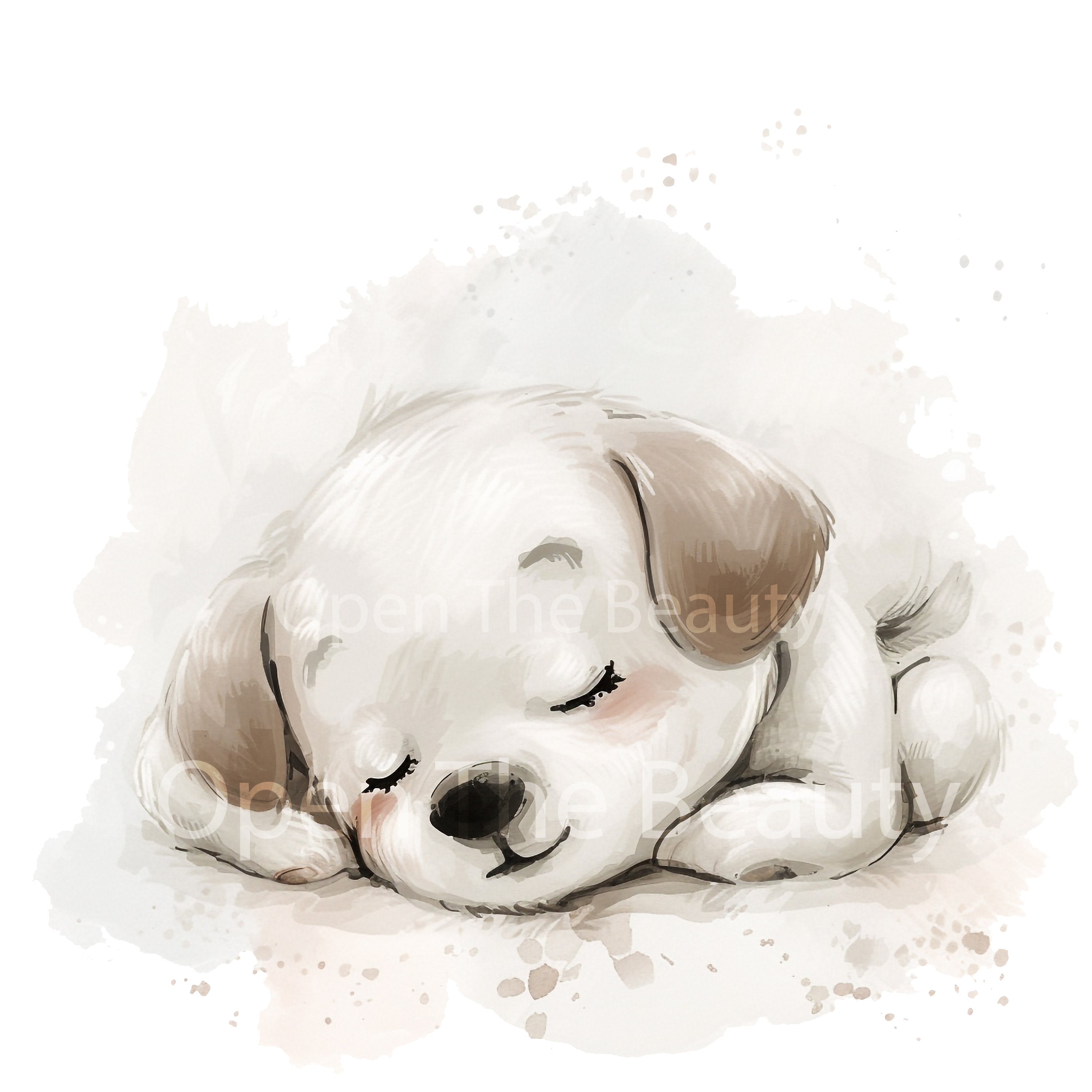 Sleeping Dog Watercolor Clipart Sleeping Dog Clipart Dog Clipart ...