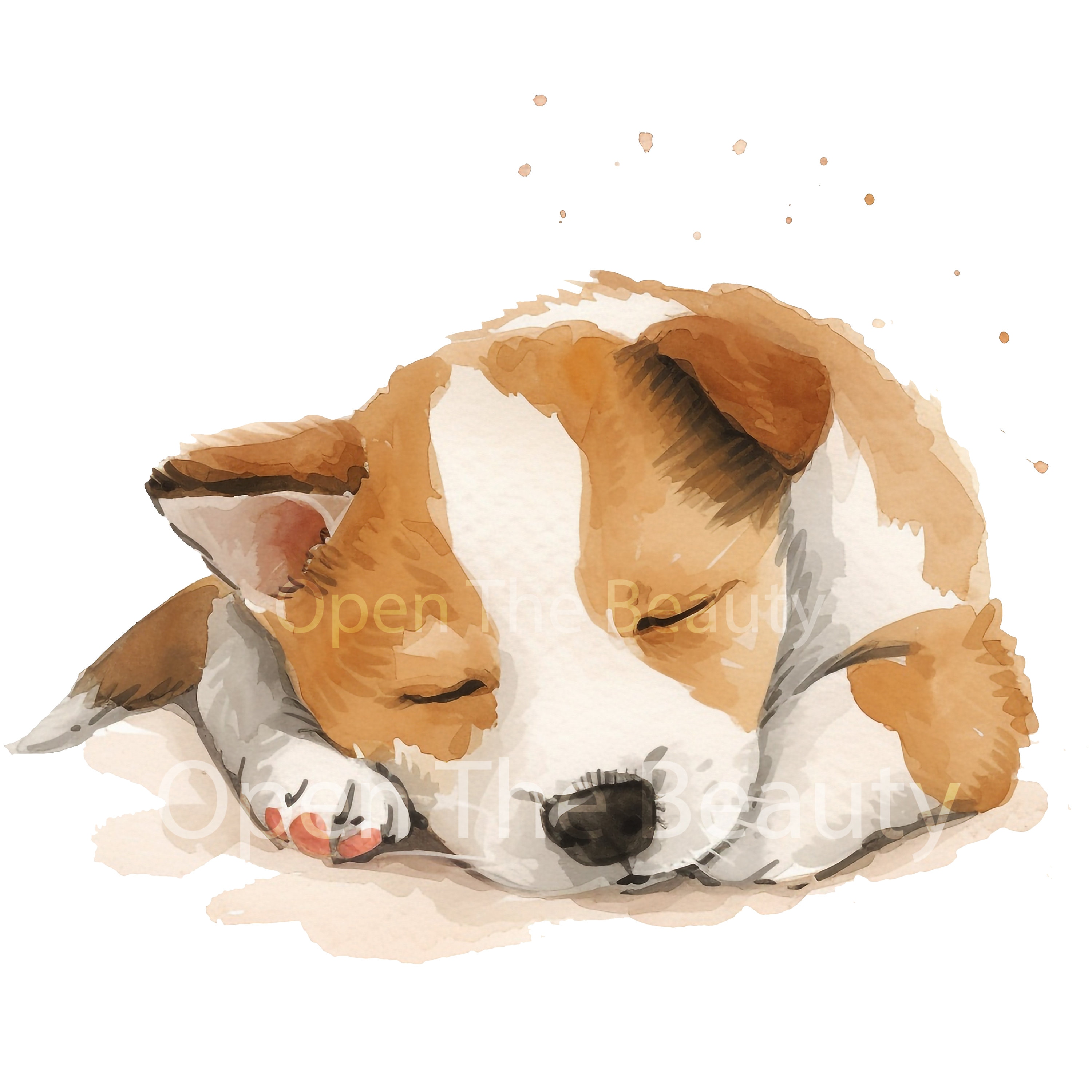 Sleeping Dog Watercolor Clipart Sleeping Dog Clipart Dog Clipart ...