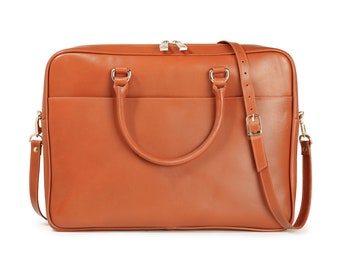 Stylish Shoulder Bag Leather Laptop Briefcase for Work and Travel