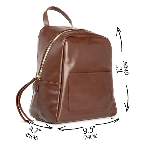 Handmade Italian Leather Backpack: Compact City Handbag Handmade Italian Leather Backpack: Compact City Handbag