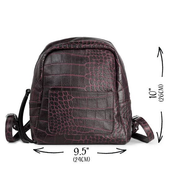 Crocodile-Embossed Leather Backpack: Handmade Italian Leather Crocodile-Embossed Leather Backpack: Handmade Italian Leather