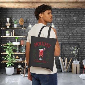 Festive & Fun &#39;Holiday&#39; Christmas Tote Bag - Perfect for Shopping, and Carrying Your Christmas Essentials with Style and Cheer!