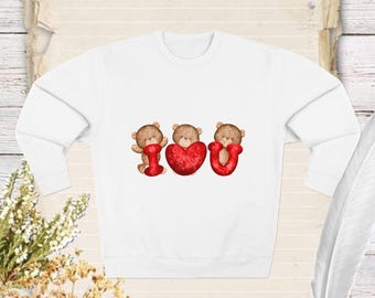 Wrap Yourself in Warmth and Love: Adorable Teddy Bear Sweatshirt Featuring &#39;I Love You&#39; - The Perfect Cozy Gift to Express Affection!