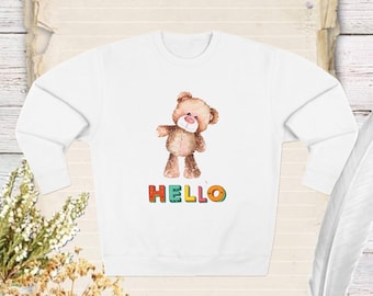 Saluta il comfort e l'intimità con la nostra adorabile felpa a forma di orsetto con la scritta "Ciao"!