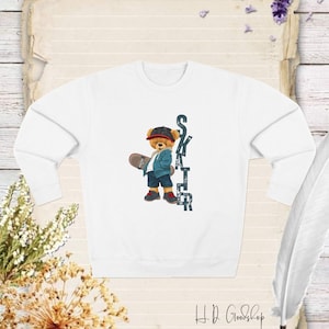 Unleash Your Inner Cool with Our 'Skater' Teddy Bear Sweatshirt Design - Perfect for Skate Enthusiasts Who Love Comfort and Style!