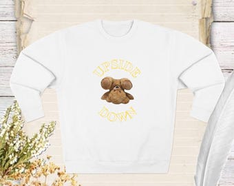 Flip Your Style with Our Fun and Cozy Teddy Bear Sweatshirt Featuring the Playful Statement &#39;Upside Down&#39;!