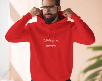 Sprid kärlek med stil med vår 'Miluji Te Hoodie' - Ett mysigt och innerligt sätt att säga 'Jag älskar dig' på tjeckiska, perfekt att ge bort!