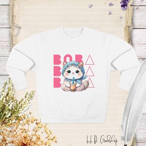 Cozy Up in Our Stylish &#39;Boba&#39; Sweatshirt - Perfect for Bubble Tea Enthusiasts Who Want to Show Off Their Love for the Ultimate Drink!