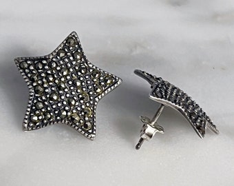 Marcasite sterling silver star post earrings