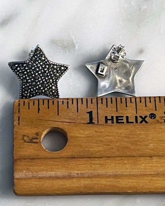 Marcasite sterling silver star post earrings - image 5