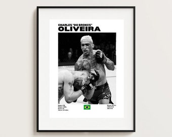 Affiche Charles Oliveira, affiche de l'UFC, Idées d'affiches, affiche brésilienne, affiche de combattant, motivation d'athlète, décoration murale