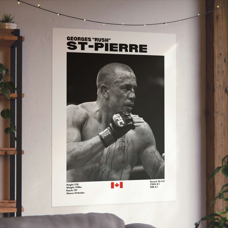 Georges St-Pierre Poster, UFC Poster, Poster Ideas, GSP Poster, Fighter Poster, Athlete Motivation, Wall Decor image 2