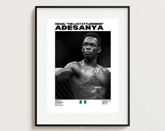 Israel Adesanya, Poster, Poster de l'UFC, Idées d'affiche, Poster de combattant, Motivation du sportif, Décoration murale