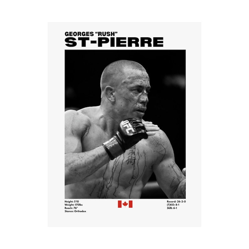 Georges St-Pierre Poster, UFC Poster, Poster Ideas, GSP Poster, Fighter Poster, Athlete Motivation, Wall Decor image 3