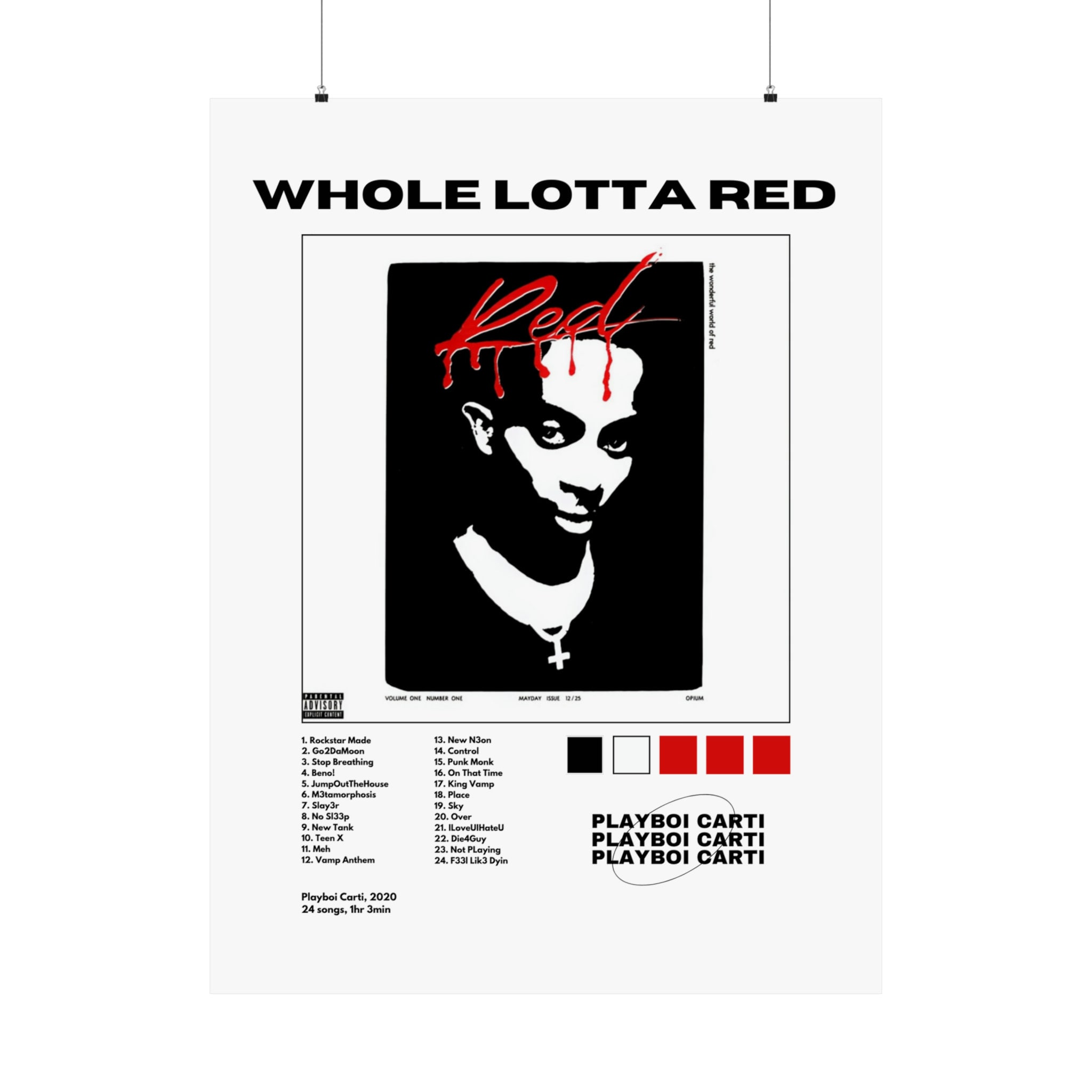 Whole Lotta Red Poster, Playboi Carti Poster, Poster Ideas, Wall Decor ...
