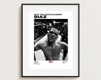 Nate Diaz Poster, UFC Poster, Poster-Ideen, American Fighter Poster, Kämpfer Poster, Athleten Motivation, Wand Dekoration