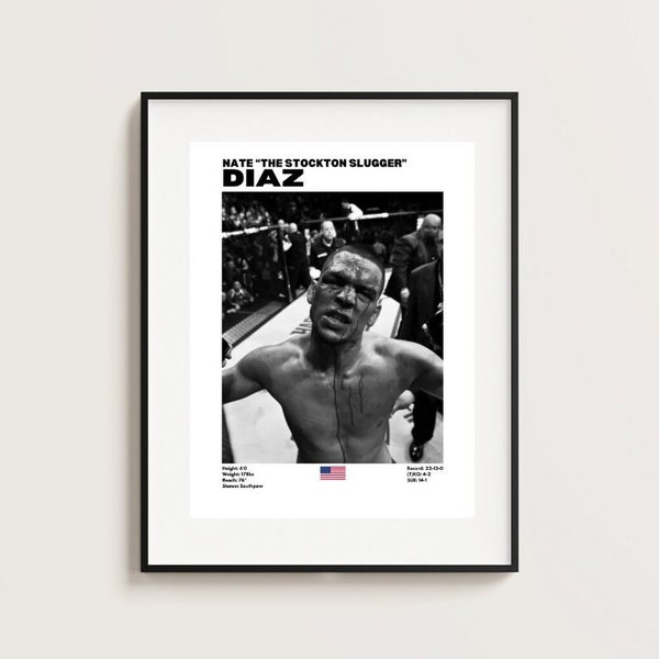 Nate Diaz Poster, UFC Poster, Poster Ideas, American Fighter Poster, Fighter Poster, Athlete Motivation, Wall Decor