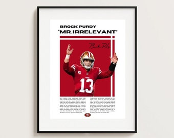 Cartel de Brock Purdy, Cartel de la NFL, Ideas de carteles, Cartel de fútbol, Motivación de atletas, Decoración de paredes, Super Bowl, San Francisco