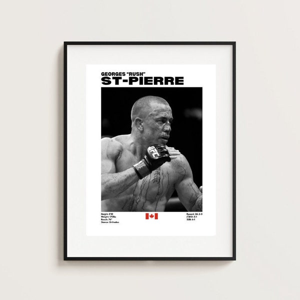 Cartel de Georges St-Pierre, Cartel de UFC, Ideas de carteles, Cartel de GSP, Cartel de luchador, Motivación de atletas, Decoración de pared