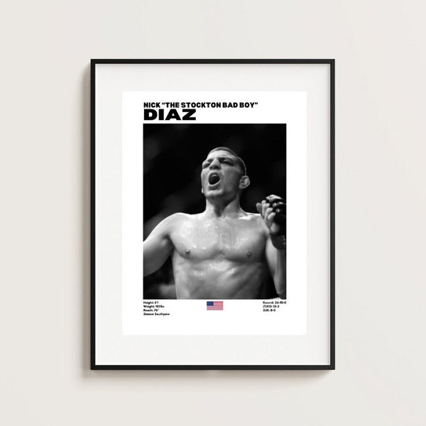 Nick Diaz Poster, UFC Poster, Poster Ideas, American Fighter Poster, Fighter Poster, Athlete Motivation, Wall Decor