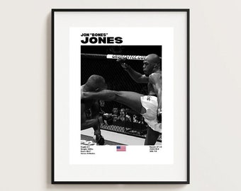 Poster Jon Jones, Poster UFC, Idées d'affiches, Poster Jon Bones, Poster Fighter, Motivation du sportif, Décoration murale