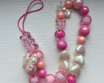 Y2K Beaded Phone Lanyard, Gummy Bear Charm Wristlet