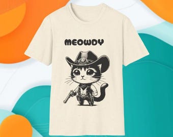 Cowboy Cat Shirt, Meowdy Shirt, Funny Cat Tee for Women Men Kids, Vintage Retro Cool Cute Country Western Cat T-Shirt, Cat Lover Gift
