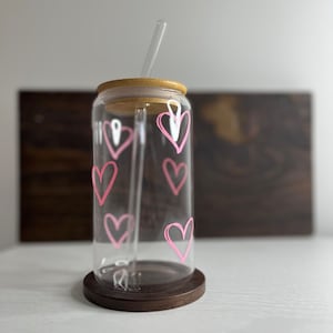 heart cup | valentine cup | glass | coffee cup | coquette aesthetic | girly cup | 16 oz cup | aesthetic glass | cup | love girly