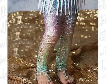 Unicorn Leggings, Girls Baby Toddler Rainbow Birthday Pants, Sparkle Holographic Girls Leggings, Unicorn Birthday Party, Glittery Rainbow