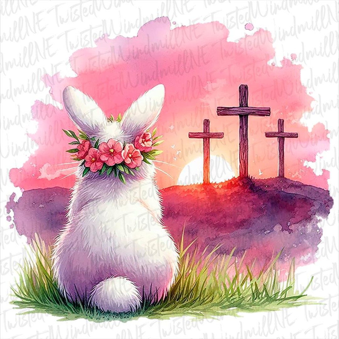 Bunny With Crosses Easter PNG - Christian Digital File for Sublimation ...
